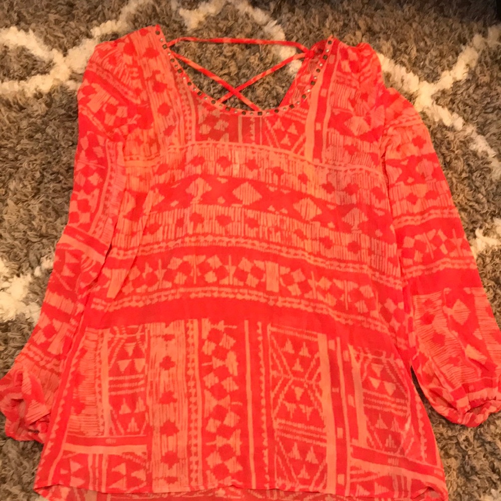 Pink tribal print blouse